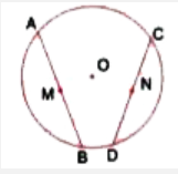M and N are the mid-points of two equal chords AB and CD respectively of a circle with centre O. Prove that :       angleAMN = angleCNM.