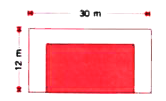 The shaded region of the given diagram represents the lawn in the form of a house. On the three sides of the lawn there are flower-beds having a uniform width of 2 m.       Find the length and the breadth of the lawn.