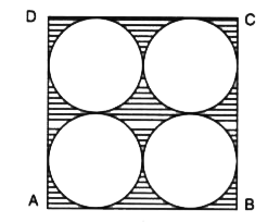 The following figure shows a square card-board ABCD of side 28 cm. Four identical circle of largest possible size  are cut from this card as shown below.      Find the area of the remaining card-board.