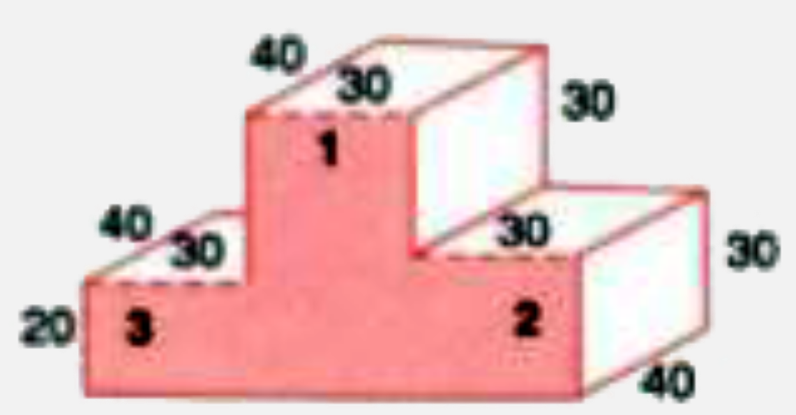 The following figure shows a closed victory-stand whose dimensions are given in cm.      Find the volume and the surface area of the victory stand.
