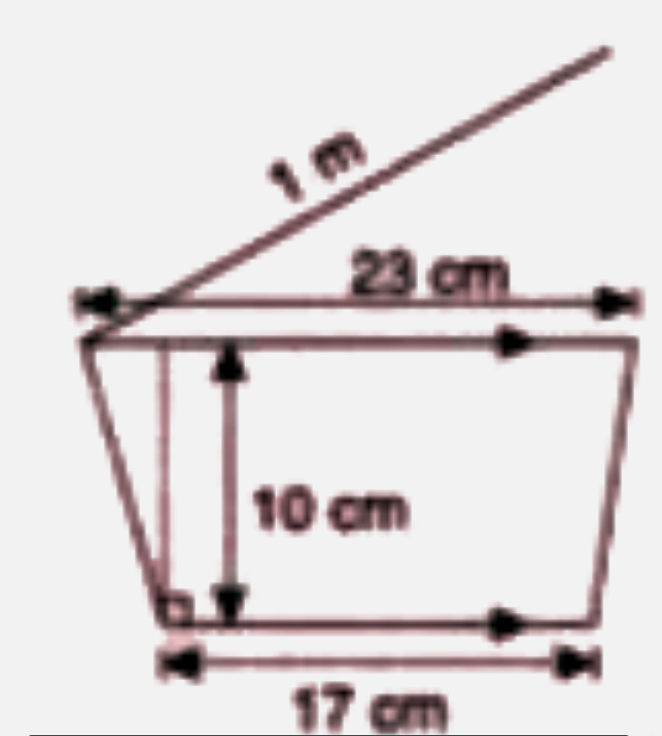 The adjoining figure shows a solid of uniform cross-section whch is a trapezium in shape. If the length of the solid is 1m, find its volume