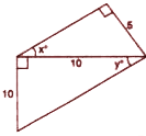 Without calculating other lengths, use tables to find the angles x^@ and y^@.