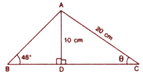 Use the information, given in the adjoining figure, to find :      (ii) angle C i.e. theta