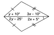 Use the informations  given in the following figure to find the values of x and y .