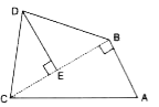 In the given  figures,  angle ABC = 90 ^(@)  = angle DEC AC = 15 cm and AB = 9 cm .  If the area of the quadrilateral  ABCD is  72 cm ^(2) :  find the length  of DE.