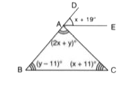 In the following figure, AE//BC. Find  values of x and y.