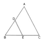 In Delta ABC, D  is mid-point  of AB and E is    mid -point  of BC. Calculate   (i)  DE if AC = 6.4 cm,    (ii)  angle DEB
