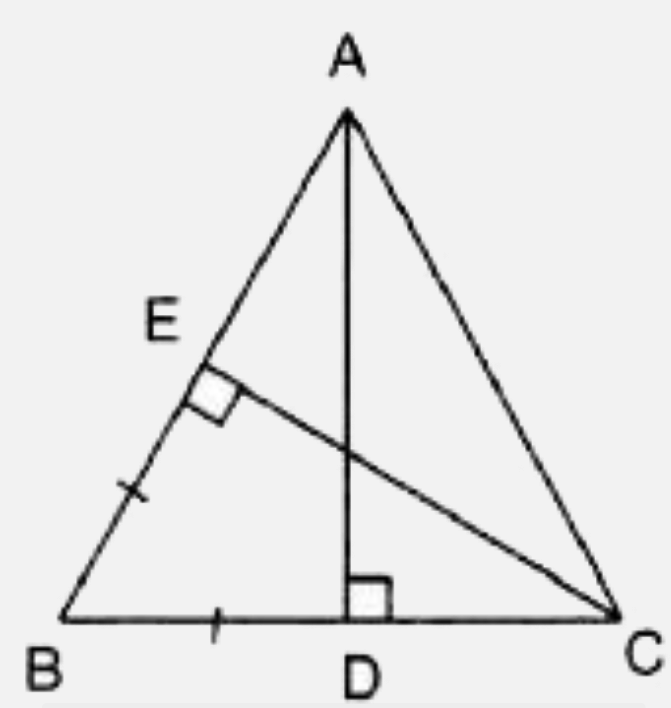 In the following figure , AB = BC , AD  bot BC and CE bot AB . prove that AD = CE