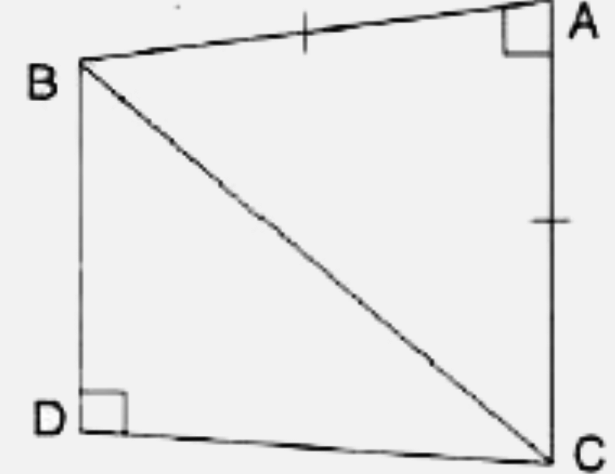 In the given figure,    AB = AC , angle A = angle D = 90 ^(@)     BD = 18 cm and DC =24 cm .    Calculate the length of AB correct to two places of decimal. Also . Find the perimeter of quadrilateral ABDC.