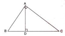 In the adjoining figure, ABC is a triangle right-angled at vertex A and AD is altitude.      If BD = 3.6 cm and CD = 6.4 cm, find the length of AD.