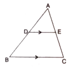 In the given figure, DE // BC.      Given that AD = 1/2 BD, calculate DE, if BC = 45 cm.   Also , find (Ar. (Delta ADE))/(Ar. (DeltaABC)) and (Ar.(DeltaADE))/(Ar.(