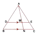 In the given figure, DE////BC, AE = 15 cm, EC = 9 cm, NC = 6 cm and BN = 24 cm.      Find lengths of ME and DM.