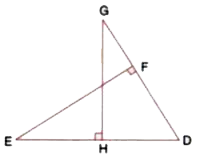 Given : /GHE = /DFE = 90^@,   DH = 8, DF = 12,   DG = 3x - 1 and DE = 4x + 2.       Find : the lengths of segments DG and DE.