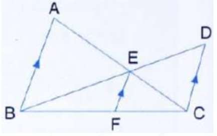 In the given figure, AB////EF////DC, AB = 67.5 cm, DC = 40.5 cm and AE = 52.5 cm.      Find the lengths of EC and EF.