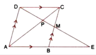In the following figure, M is mid-point of BC of a parallelogram ABCD. DM intersects the diagonal AC at P and AB produced at E. Prove that : PE = 2 PD .