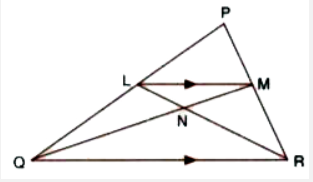 In the given triangle PQR, LM is parallel to QR and PM : MR = 3: 4.      Calculate the value of ratio :   (