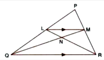In the given triangle PQR, LM is parallel to QR and PM : MR = 3: 4.      Calculate the value of ratio :   (