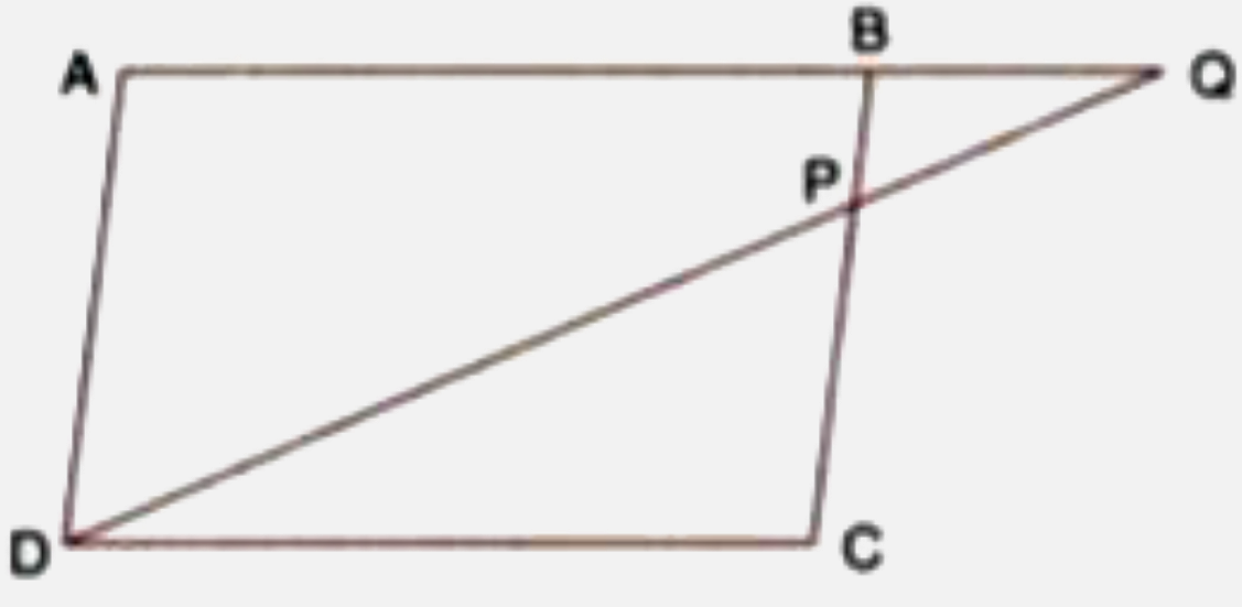 In the figure, given below, ABCD is a parallelogram. P is a point on BC such that BP : PC = 1: 2. DP produced meets AB produced at Q. Given the area of triangle CPQ = 20 cm^2     Calculate :   area of triangle CDP.