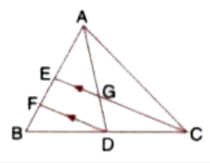 In the following figure, AD and CE are medians of DeltaABC. DF is drawn parallel to CE. Prove that :       EF = FB