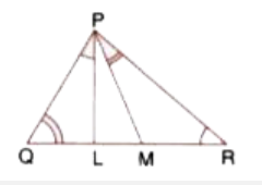 In a triangle PQR, L and M are two points on the base QR, such that /LPQ = /QRP and /RPM = /RQP. Prove that:      PQ^2 = QR xx QL