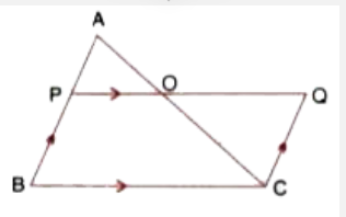 In triangle ABC, AP : PB = 2 : 3. PO is parallel to BC and is P extended to Q so that CQ is parallel to B4 BA. Find :       area DeltaAPO : area Delta CRO.