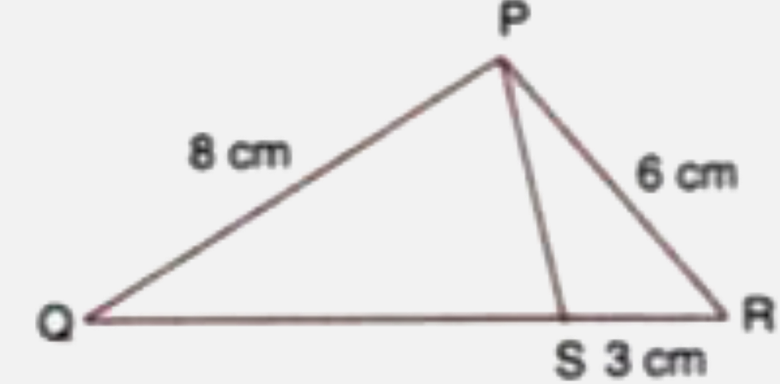 PQR is a triangle. S is a point on the side QR of DeltaPQR  such that /PSR = /QPR. Given QP = 8 cm, PR = 6 cm and SR = 3 cm.     (