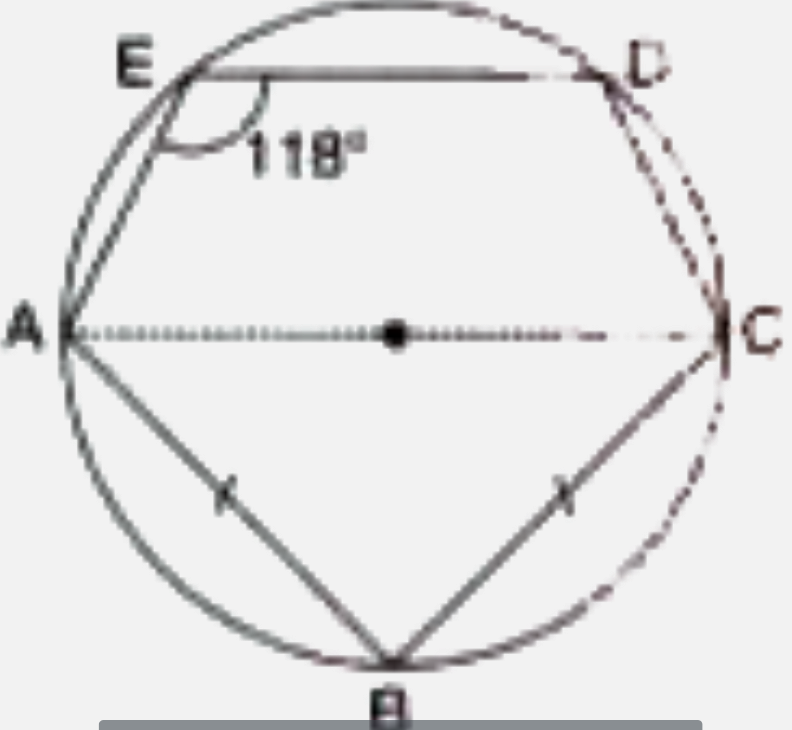 In the adjoining figure, AC is diameter of the circle AB = BC and  angle AED = 118 ^(@)  .  Calculate :     angle DEC