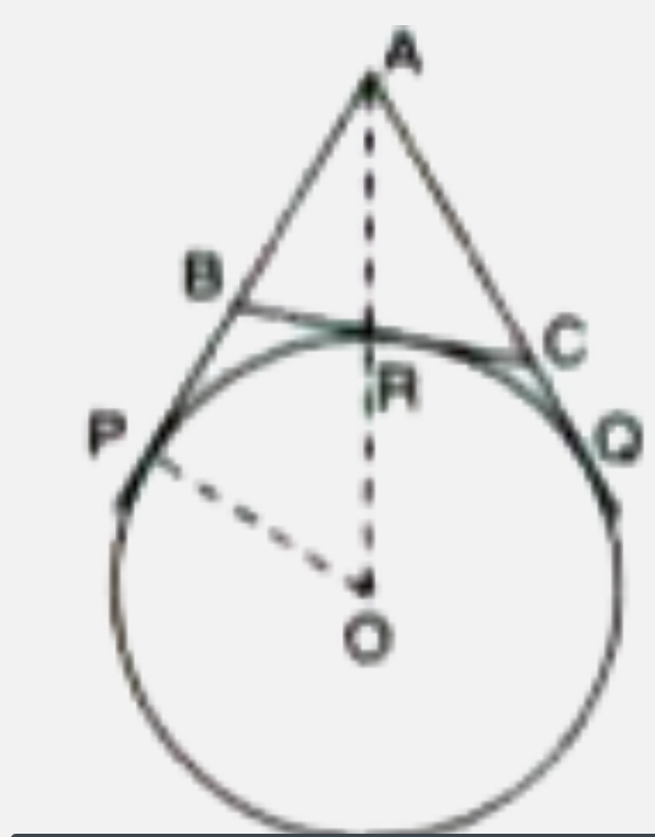 In the given figure AP and AQ are tangents to the circle with centre O. BC is tangent at point R on it.   If OA=17 cm and radius of the circle =8cm, find the perimeter of the triangle ABC.