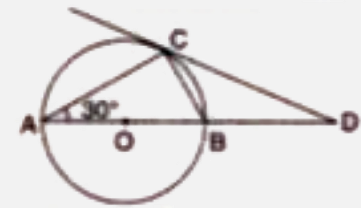 In the given figure AB is the diameter and AC is the chord of a circle such that /BAC=30^(@). The tangent at C intersects AB produced at D. Prove that :BC=BD.