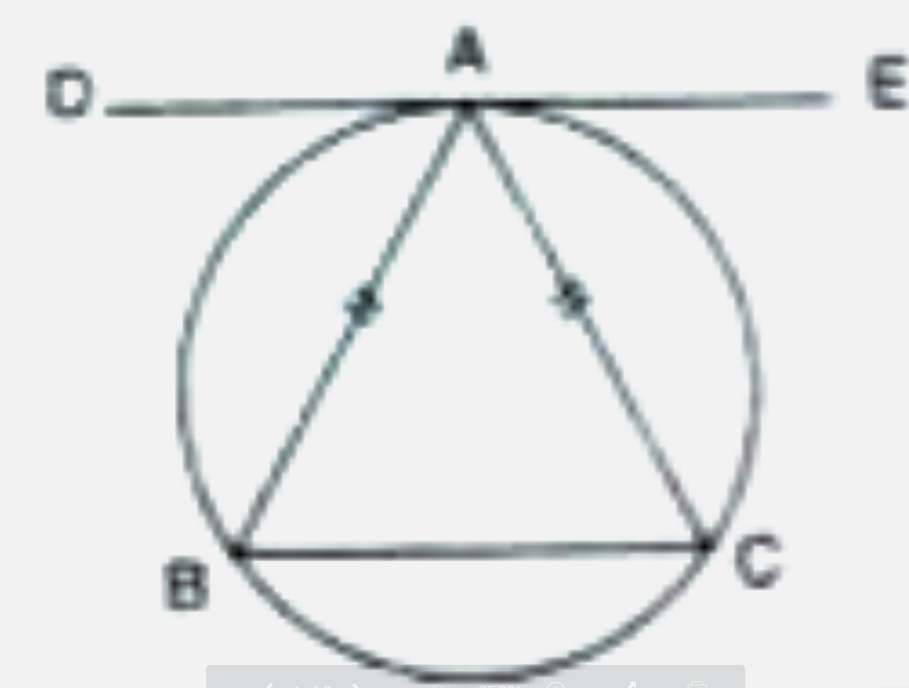 The given figure shows an isosceles triangle ABC inscribed in a circle such that AB=AC. If DAE is a tangent to the circle at point A, prove that DE is parallel to BC.