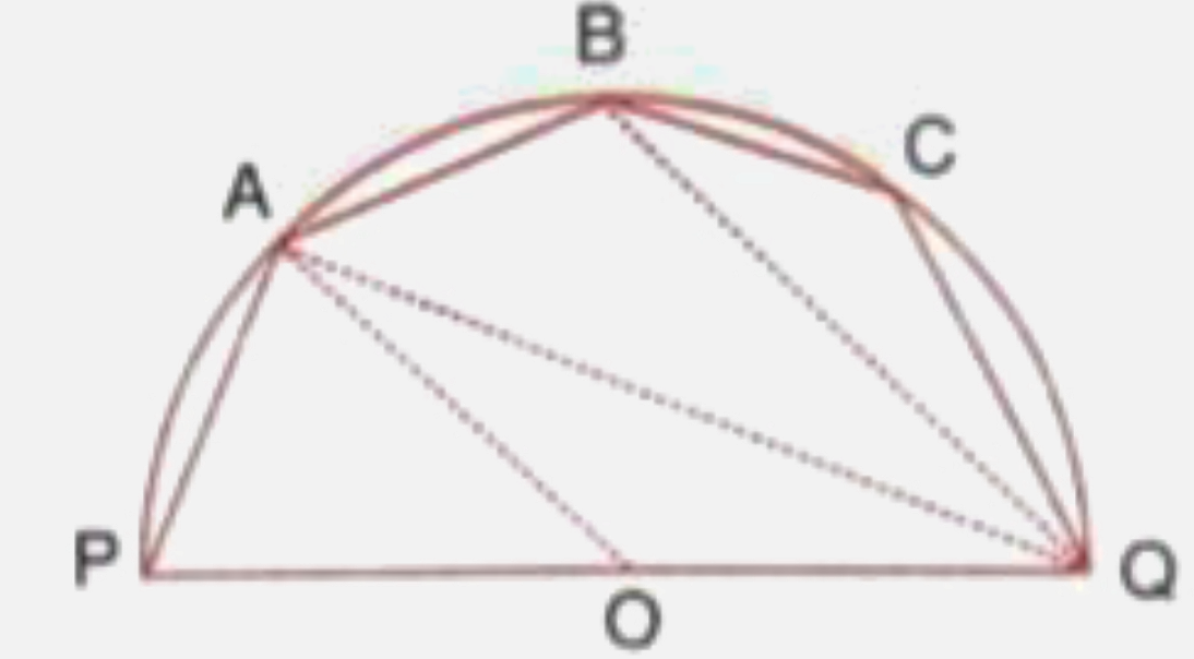 The given figure shows a semi circle with centre O ane diameter PQ. If PA=AB and /BCQ=140^(@) find measures of angles PAB and AQB. Also, show that AO is parallel to BQ.