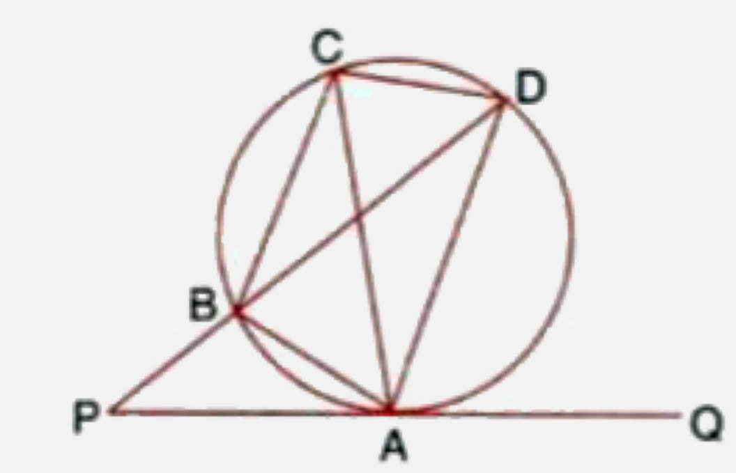 In the given figure QAP is the tangent at point A and PBD is a straight line.       If /ACB=36^(@) and /APB=42^(@), find   (i) /BAP (ii) /ABD   (iii) /QAD (iv) /BCD