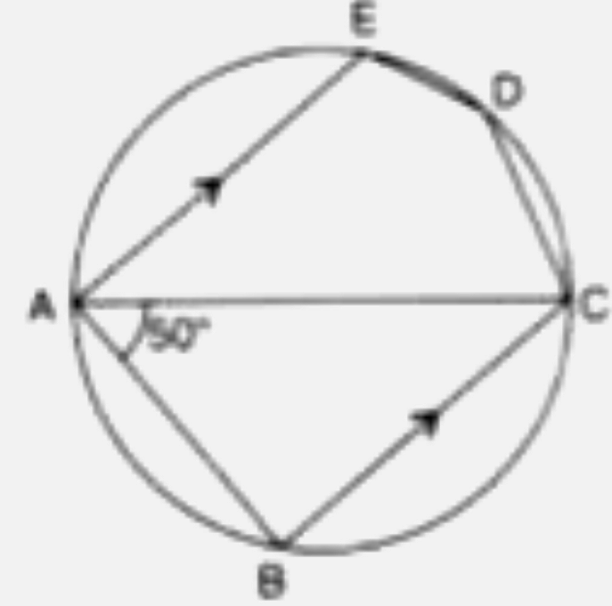In the given figure, ABCDE is a pentagone  inscribed in a circle such that AC is a diameter and side BC//AE. If  angleBAC =50^(@),  find giving reasons :    (i) angleACB   (ii) angleEDC   (iii) angleBEC    Hence prove that BE is also a diameter.