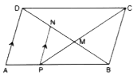 In the given figure, ABCD is a parallelogram and AP: PB = 3:5. Calculate:    (i)area  (DeltaPBN): area (trapezium APND)      (ii)   PN :  BC and