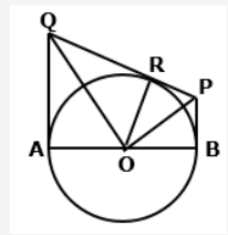 In the given figure, AB is diameter of the circle with centre O. AQ, BP and PRQ are tangents. Prove that OP and OQ are perpendicular to each other.