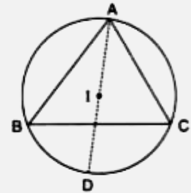 In the given I is the incentre of triangle ABC. AI produced meets the circumcircle of triangle ABC at point D. Given that angle ABC = 48^(@) and  angle ABC = 72^(@), calculate:      angle DCI
