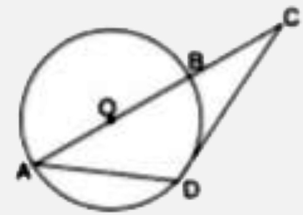 In the given AB is a diameter and DC is tangent which meets AB produced at point. C . If angle DAC = x ^(@), find in terms of x ^(@):       angle DCB