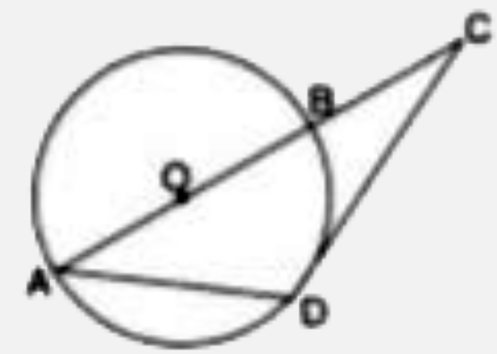 In the given AB is a diameter and DC is tangent which meets AB produced at point. C . If angle DAC = x ^(@), find in terms of x ^(@):      angle DBC