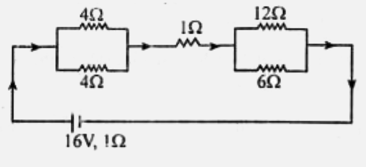 A network of Resistors is Connected to a 16V battery with internal resistance 1Omega as shown in Figure below.   (a) Compute the equivalent resistance of the network   (b) Calculate the total current in the circuit
