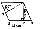 PQRS एक समांतर चतुर्भुज है (आकृति देखें)।QM शीर्ष से SR तक की ऊँचाई है तथा QN शीर्ष से PS तक की ऊँचाई है। यदि SR= 12 cm और QM = 7.6 cm. तो ज्ञात कीजिए।       QN यदि PS = 8cm.