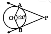 ପାର୍ଶ୍ଵସ୍ଥ  ଚିତ୍ରରେ O ବୃତ୍ତର କେନ୍ଦ୍ରବିନ୍ଦୁ | ବୃତ୍ତର ବହିଃସ୍ଥ P ବିନ୍ଦୁରୁ rightarrow PA ଓ rightarrow PB ବୃତ୍ତପ୍ରତି ସ୍ପର୍ଶକ ଖଣ୍ଡ  | OA=3ସେ ମି ଏବଂ m angle  AOB =120^@°ହେଲେ PA କେତେ ସେ. ମି ?
