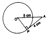एक बिन्दु A  से  जो एक  वृत्त  के केन्द्र   से 5 cm  की दूरी  पर है वृत्त  पर बिन्दु A से  खीची  स्पर्श  रेखा की लम्बाई  4 cm  है वृत्त की त्रिज्या  ज्ञात कीजिए।