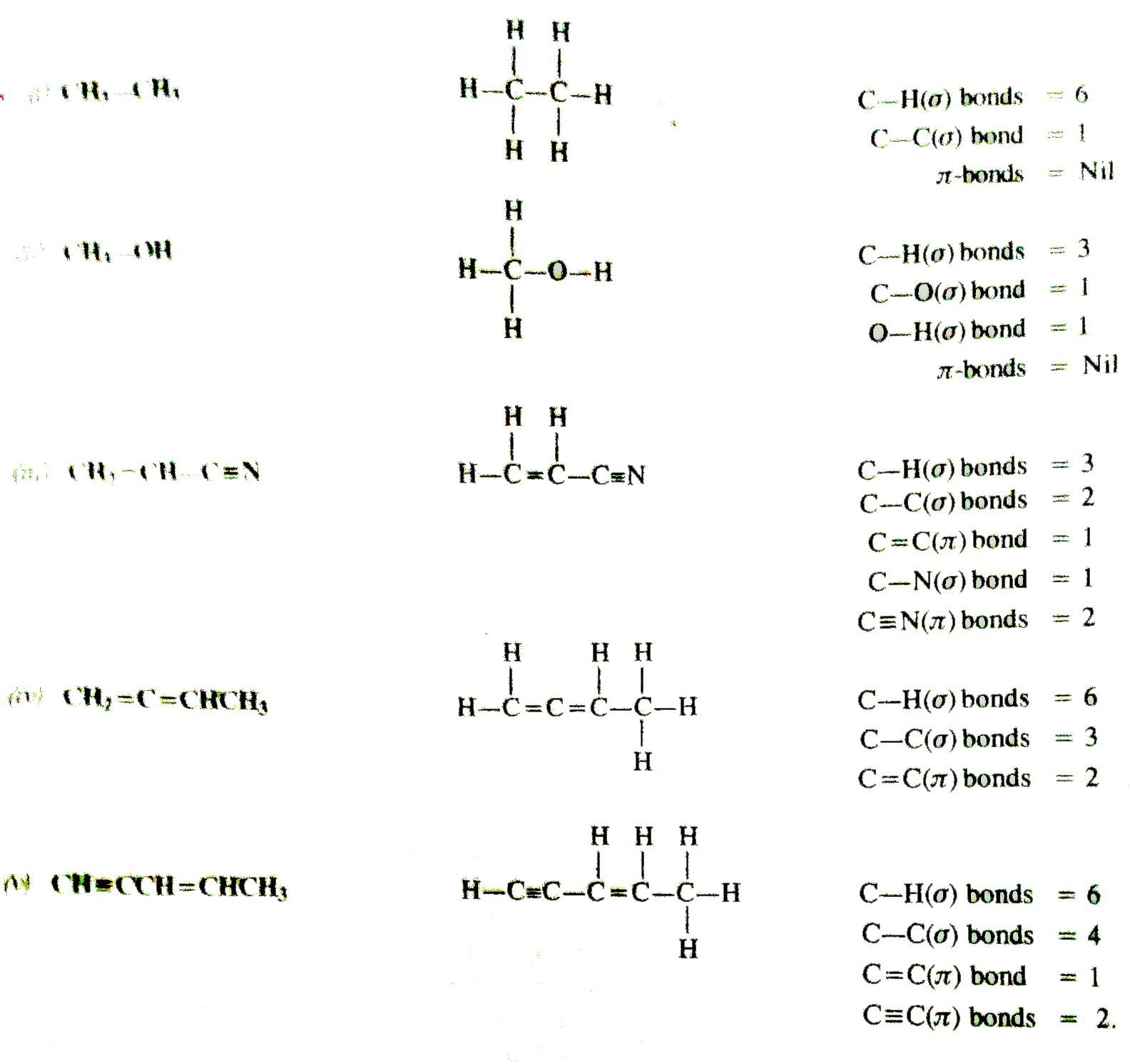 How Many Sigma And Pi Bonds Are Present In The Following Molecules
