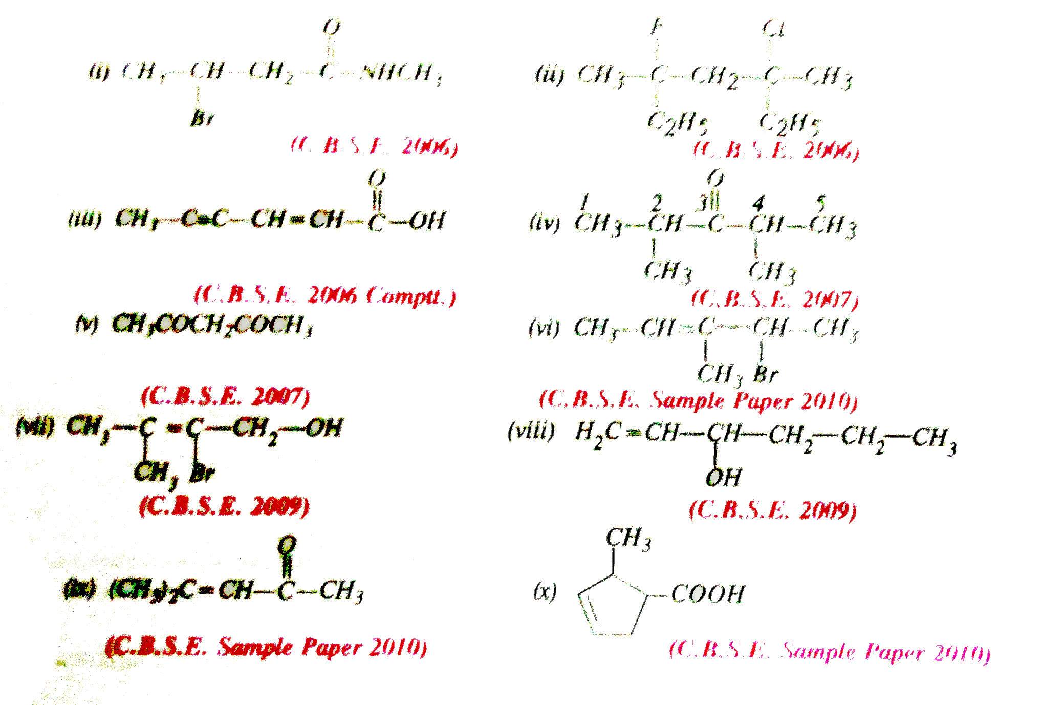 Write IUPAC names of the following compounds.