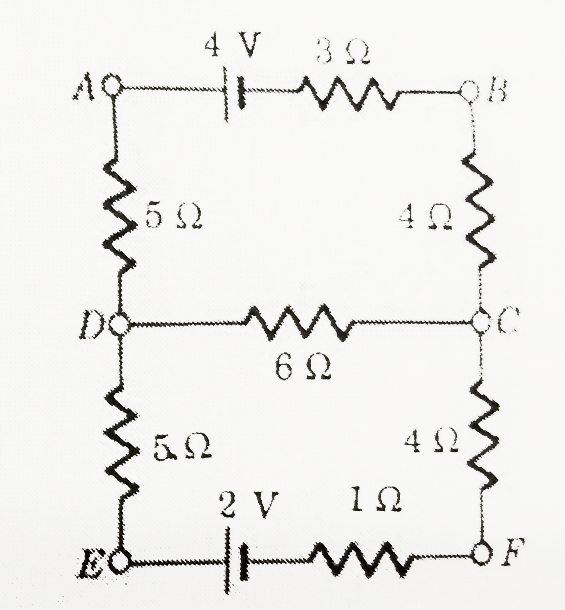 Calculate (i) current in the 6Omega resistor, (ii) terminal voltage across the 4V cell in the circuit shown in figure.