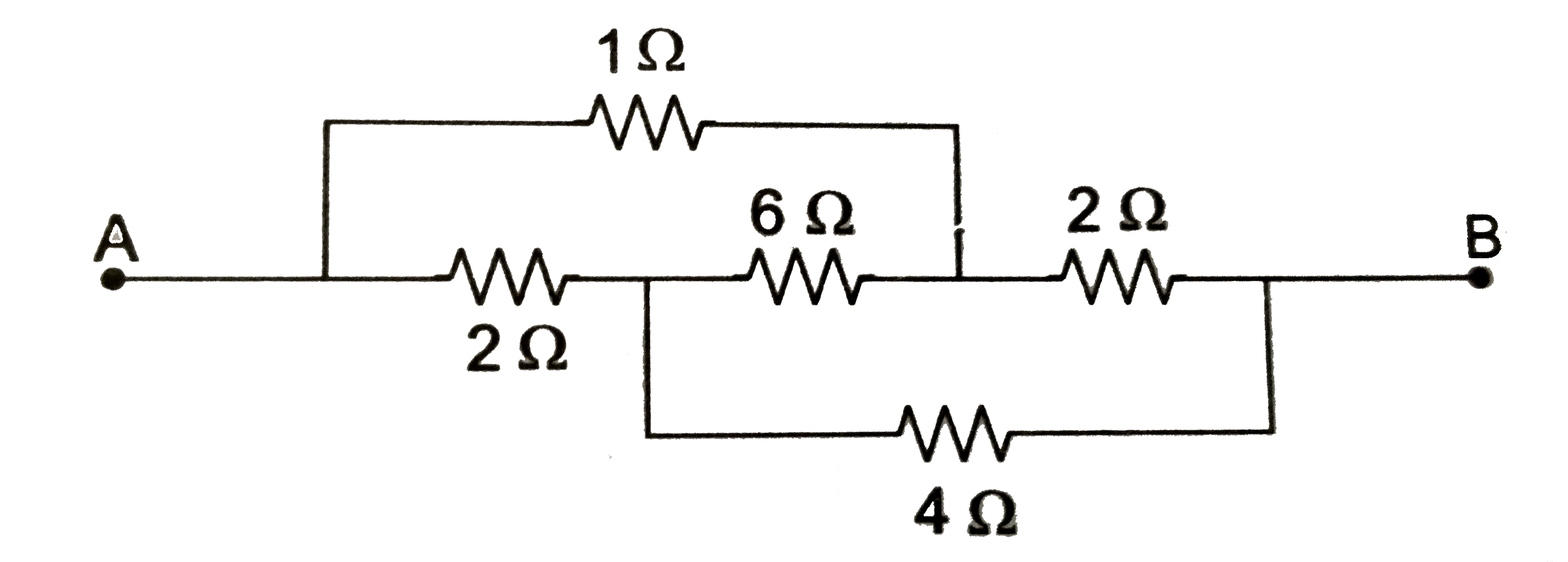 A एव B बिन्दुओ के बीच नियत विभवांतर रखा गया है। A और B के बीच तुल्य प्रतिरोध R है।