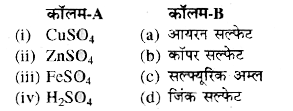 दिए गए शब्दों का मिलान कॉलम-B' से कीजिए