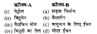 कॉलम-A' में दिए गए शब्दों का मिलान 'कॉलम-B' से कीजिए