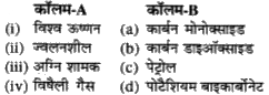 कॉलम- A में दिए गए शब्दों का मिलान कॉलम- B से कीजिए