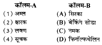 कॉलम-A में दिए गए शब्दों का मिलान कॉलम-B से कीजिए